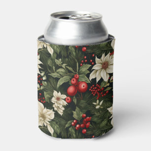 Enfriador De Latas Patrón de Navidades de poinsettia botánica