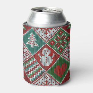 Enfriador De Latas Patrón de Navidades del juego de burlas blancas ve
