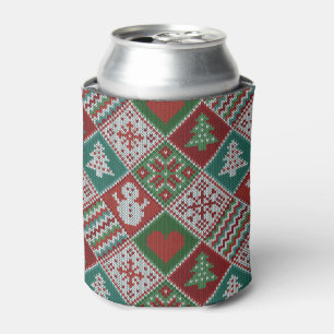 Enfriador De Latas Patrón de Navidades del juego de burlas blancas ve