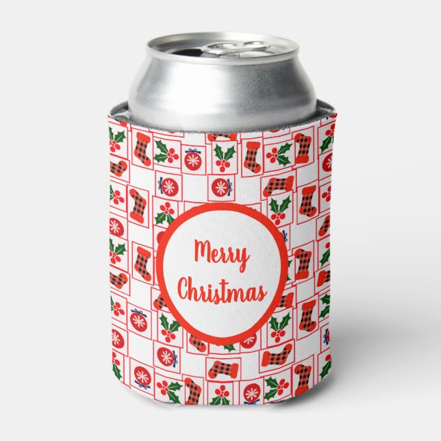 Enfriador De Latas Patrón de Navidades festivos (Lata Anverso)
