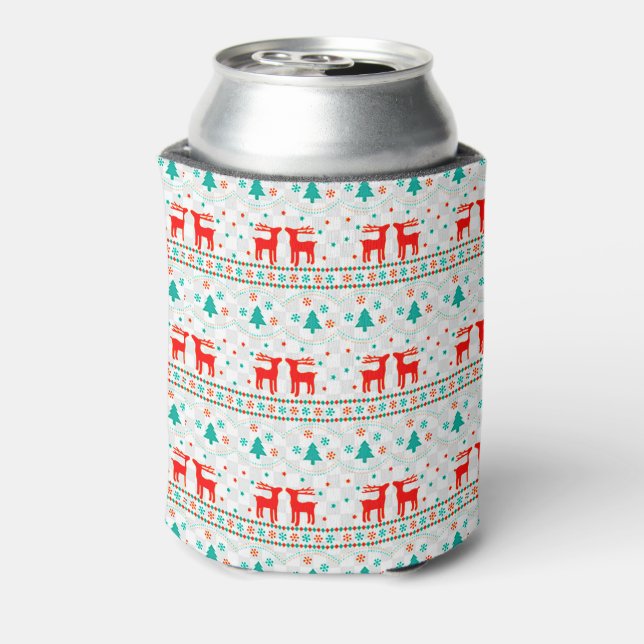 Enfriador De Latas Patrón de Navidades festivos con renos (Reverso de la lata)