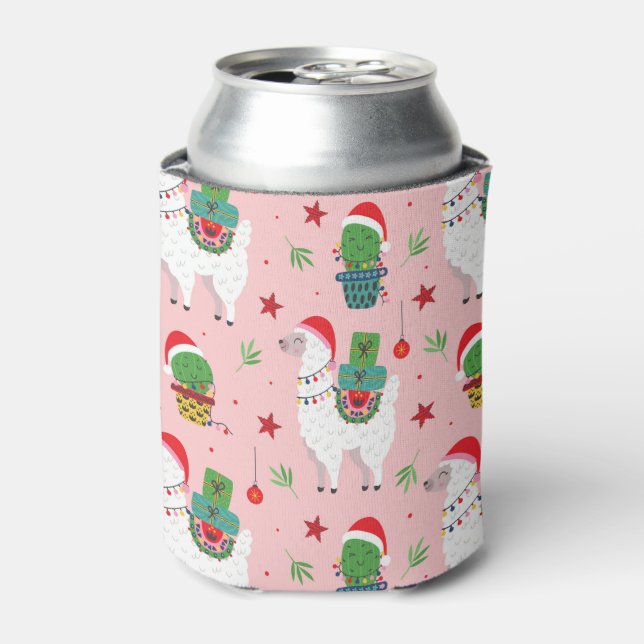 Enfriador De Latas Patrón de Navidades Llamas y Cacti (Lata Anverso)