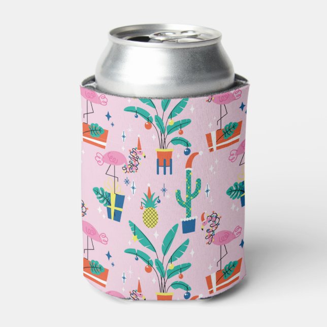 Enfriador De Latas Patrón de Navidades tropicales festivos (Lata Anverso)