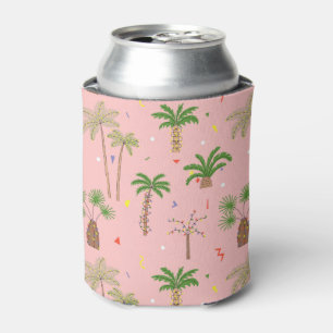 Enfriador De Latas Patrón de palmeras de Navidades tropicales