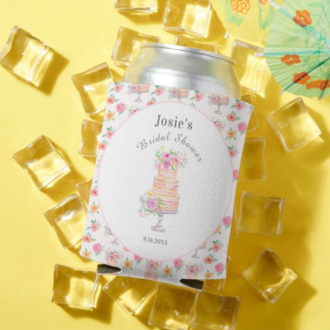 Enfriador De Latas Patrón de pastel de boda de rosas superpuestas con (Verano in situ)