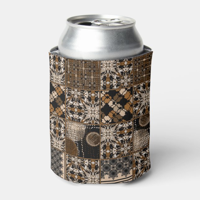 Enfriador De Latas Patrón de patchwork rústico (Lata Anverso)