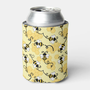Enfriador De Latas Patrón de pequeñas abejas.