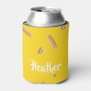 Enfriador De Latas Patrón de perro caliente en amarillo