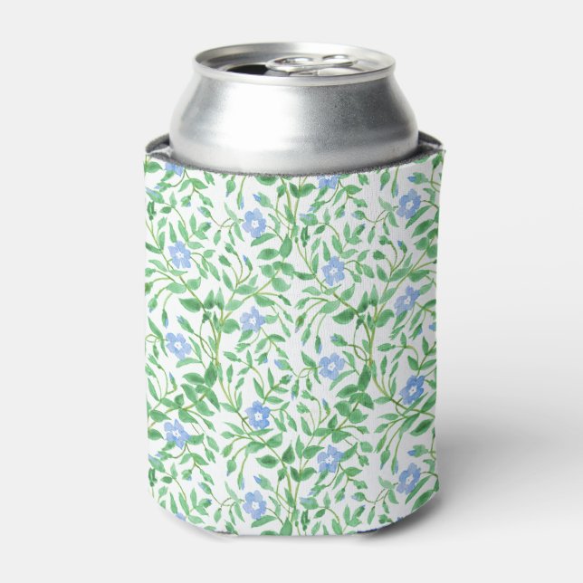 Enfriador De Latas Patrón de perwinkle azul blanco de estilo floral d (Lata Anverso)