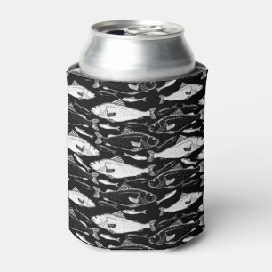 Enfriador De Latas Patrón de pescado Regalo de pescador negro