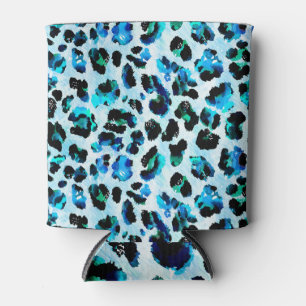 Enfriador De Latas Patrón de piel de leopardo de color de agua abstra