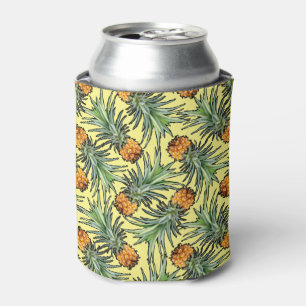 Enfriador De Latas Patrón de piña tropical en amarillo