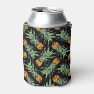 Enfriador De Latas Patrón de piña tropical en negro