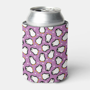 Enfriador De Latas Patrón de pingüino puro Patrón púrpura