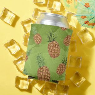 Enfriador De Latas Patrón de pino-manzana acuarela 4