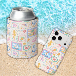 Enfriador De Latas Patrón de playa de verano Playa linda