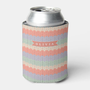 Enfriador De Latas Patrón de punto pastel escandinavo personalizado N