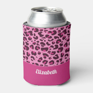 Enfriador De Latas Patrón de puntos de leopardo rosa a la moda con no