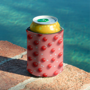 Enfriador De Latas Patrón de puntos de polka rojo y blanco 3D