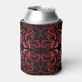 Enfriador De Latas Patrón de puntos y garabatos rosados y rojos sobre