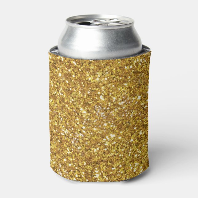 Enfriador De Latas Patrón de purpurina brillante de oro (Lata Anverso)