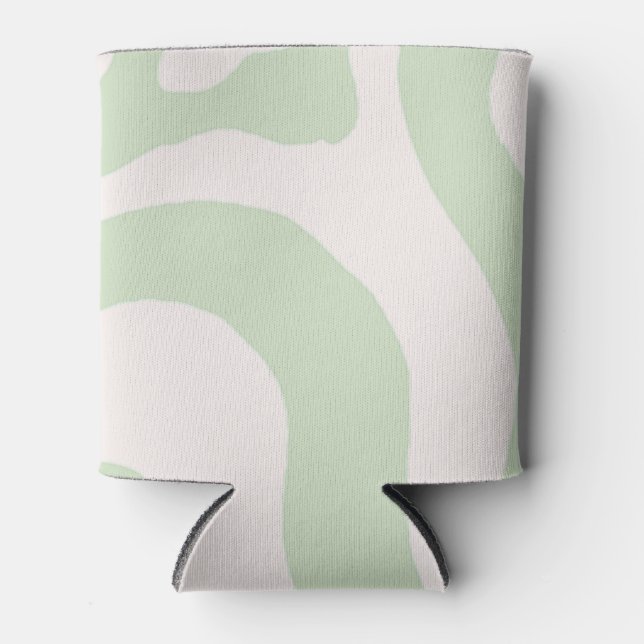 Enfriador De Latas Patrón de raya Y2K del Swirl Groovy Liquid Sage Gr (Anverso)