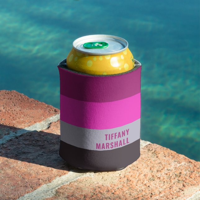 Enfriador De Latas Patrón de rayas moradas rosadas y oscuras (Piscina in situ)