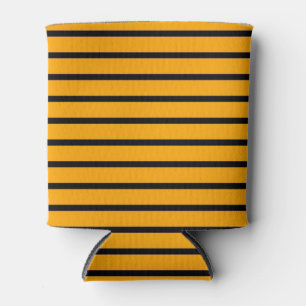 Enfriador De Latas Patrón de rayas retro amarillo negro