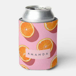 Enfriador De Latas Patrón de rebanado Naranja personalizado monograma