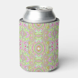 Enfriador De Latas Patrón de resumen trippy retro rosa y verde limón