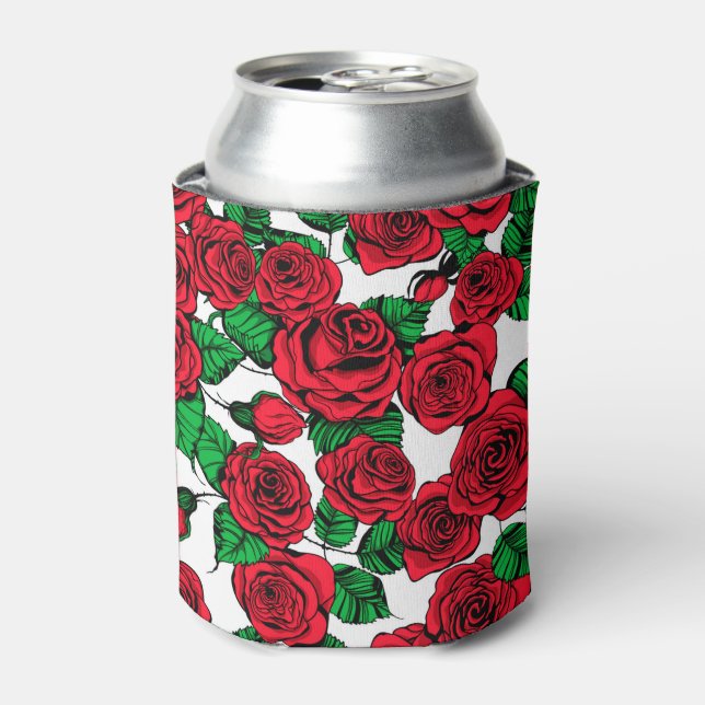 Enfriador De Latas Patrón de rosas rojas (Lata Anverso)