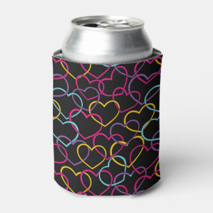 Enfriador De Latas Patrón de San Valentín con corazones de color
