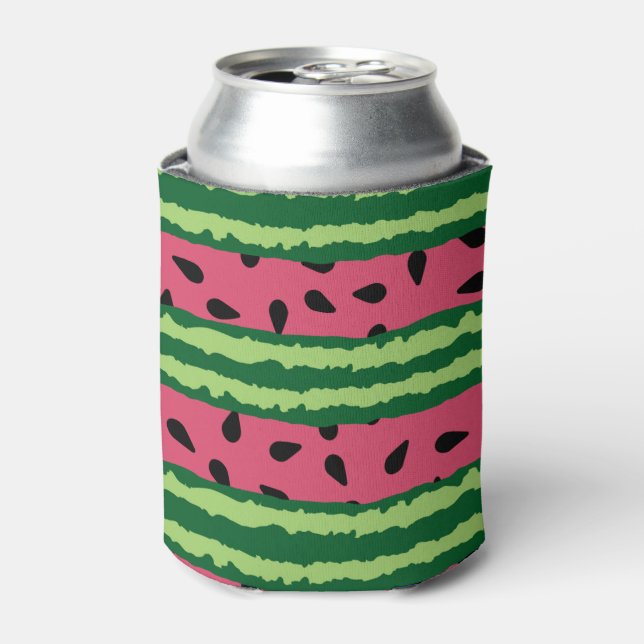 Enfriador De Latas Patrón de sandía cúpula rosa y verde (Lata Anverso)