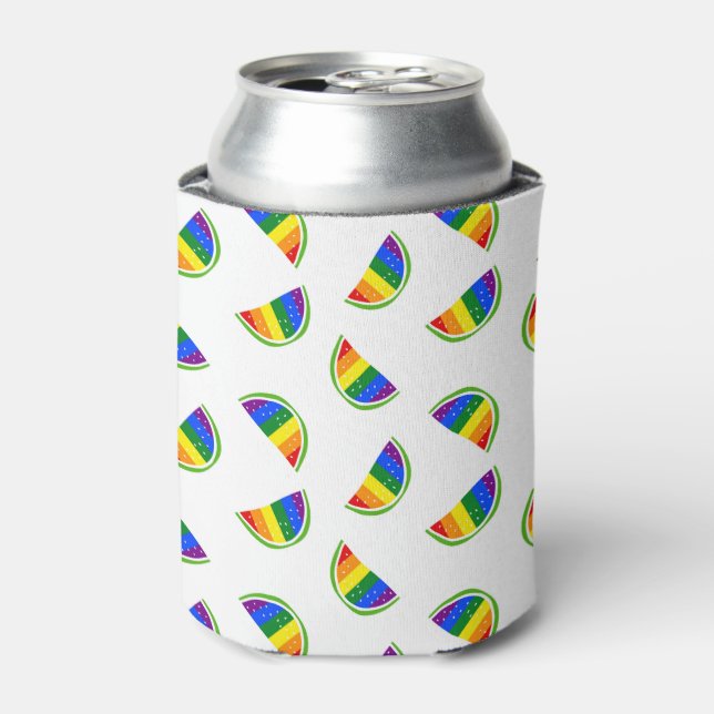 Enfriador De Latas Patrón de sandía del arco iris (Lata Anverso)