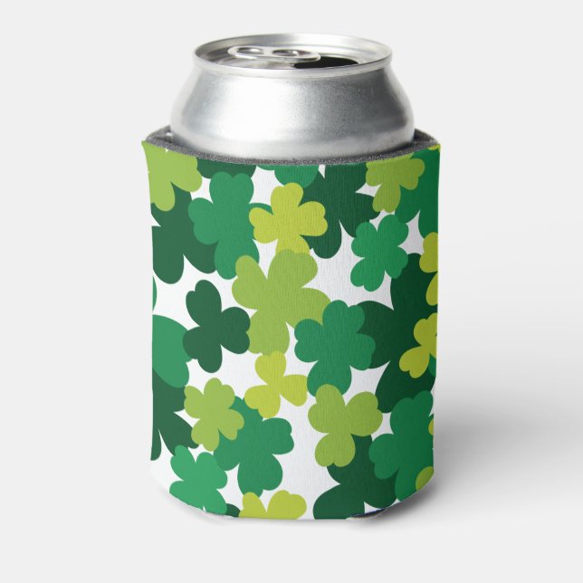 Enfriador De Latas Patrón de Shamrock del Día de San Patricio (Reverso de la lata)