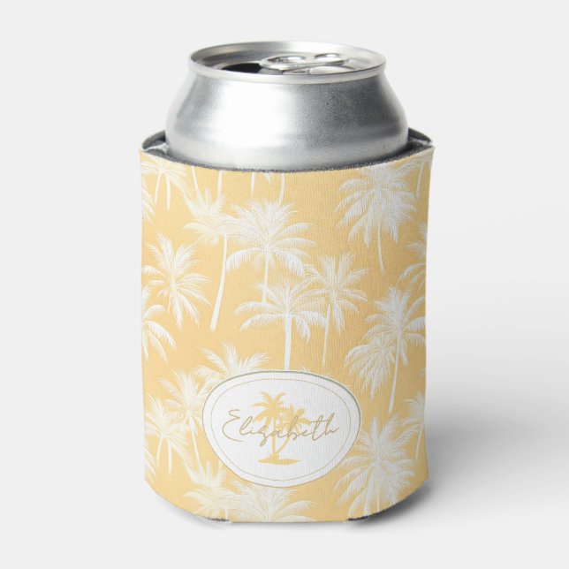 Enfriador De Latas Patrón de silueta de árbol de palmas hawaiano ID10 (Lata Anverso)