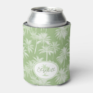 Enfriador De Latas Patrón de silueta de árbol de palmas hawaiano ID10