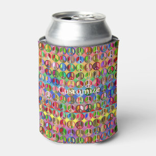 Enfriador De Latas patrón de símbolos de paz multicolor