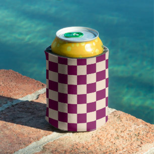 Enfriador De Latas Patrón de tablero de ajedrez marrón y beige