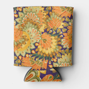 Enfriador De Latas Patrón de tela vintage: textura de cierre.