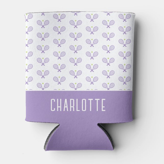 Enfriador De Latas Patrón de tenis Personalizado Nombre personalizado (Anverso)