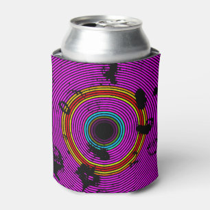 Enfriador De Latas Patrón de textura de disco de vinilo multicolor de
