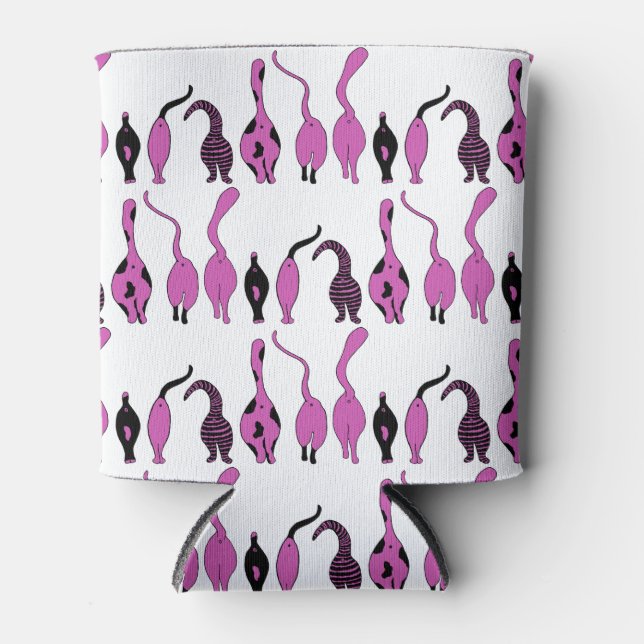 Enfriador De Latas Patrón de topo de gato púrpura (Anverso)