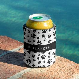 Enfriador De Latas Patrón de traza, garras de perro, negro y blanco,