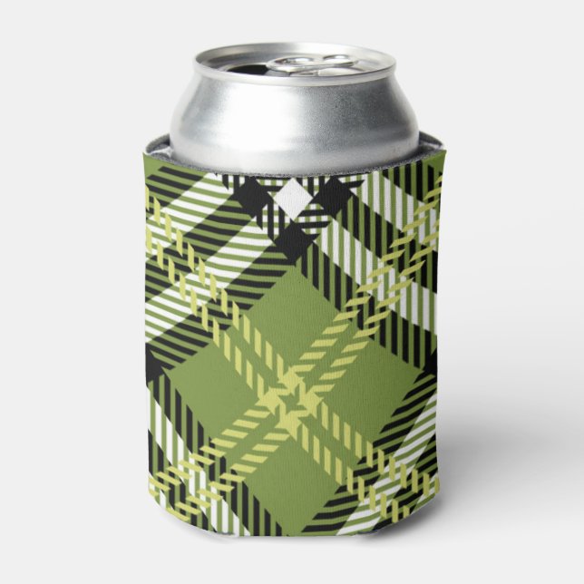 Enfriador De Latas Patrón de trenzado irlandés verde (Lata Anverso)