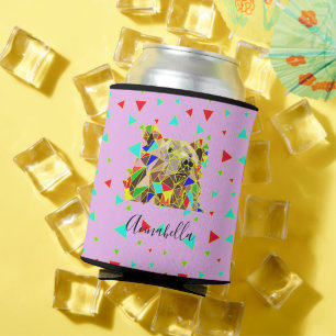 Enfriador De Latas Patrón de triángulo del oso pardo rosado moderno