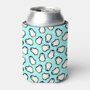 Enfriador De Latas Patrón de turquesa de pingüino puro