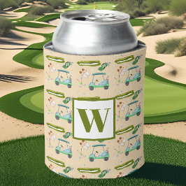 Enfriador De Latas Patrón de un día de golf con monograma A