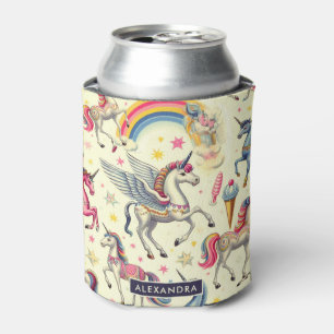 Enfriador De Latas Patrón de unicornio de corte vintage