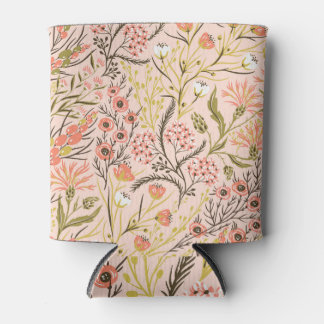 Enfriador De Latas Patrón de vintage de las flores que florecen en el